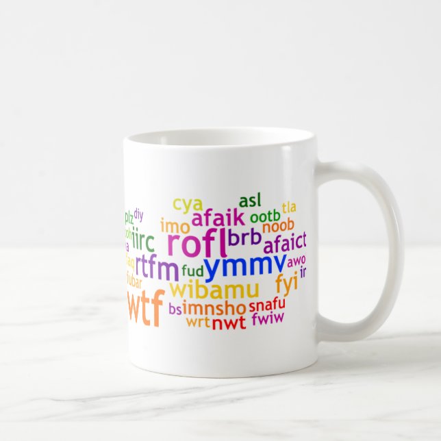 Mug Abréviations Wordle d'Internet (Droite)