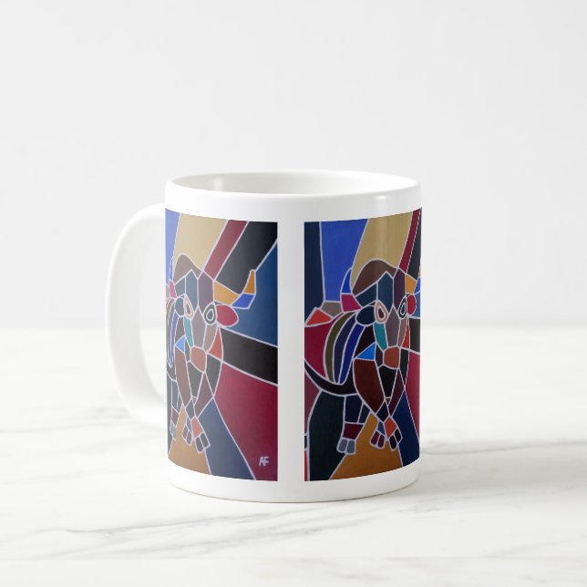 Mug Abstract Bull Painting by Alfred Fox (Devant gauche)