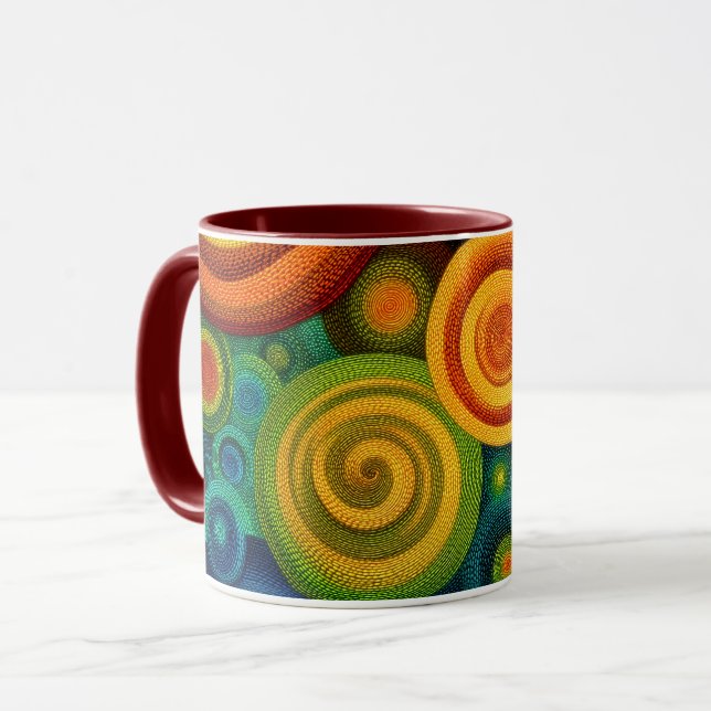 Mug Abstract concentric circles in vibrant multicolor  (Devant gauche)