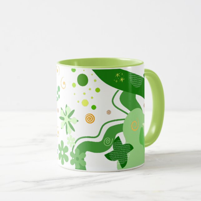 Mug Abstract Green Shapes & Contemporary Style (Devant droit)