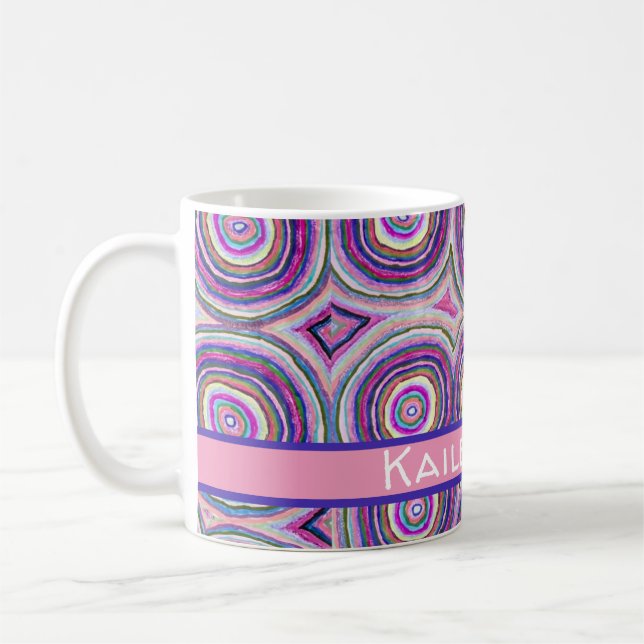Mug Abstract Modern Personalized  Pink Purple Circles (Gauche)