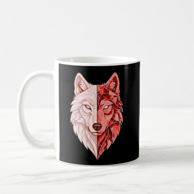Mug Abstract Wolf Identity – Dual Self Symbolic Art (Gauche)