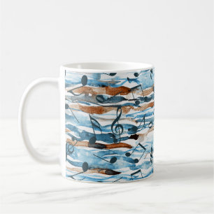 Mug Abstrait aquarelle musique note motif.