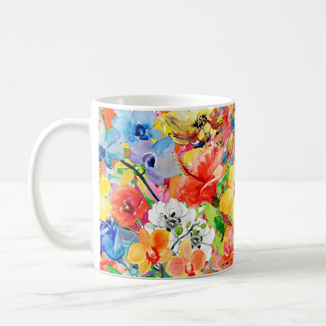 Mug Abstrait aquarelle peint à la main arrière - plan  (Gauche)