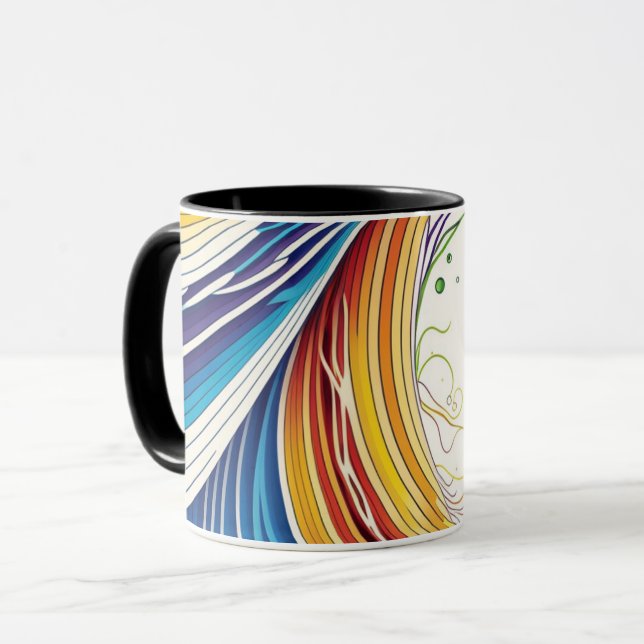 Mug Abstrait avec lignes ondulées (Devant gauche)