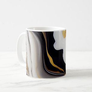 Mug Abstrait blanc et noir et or abstrait