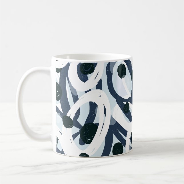 Mug Abstrait bleu et marine brushstrokies peinture ill (Gauche)