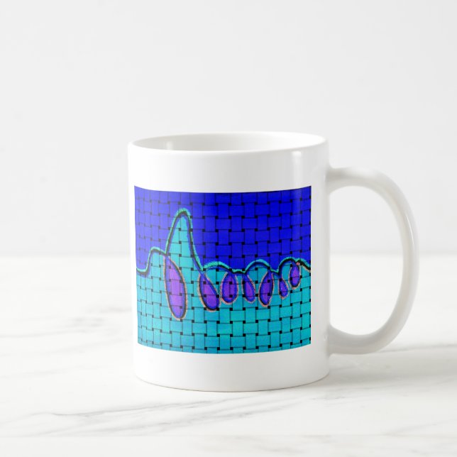 Mug Abstrait bleu français avec texture tissée (Droite)