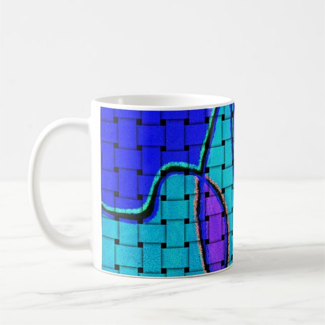 Mug Abstrait bleu français avec texture tissée (Gauche)