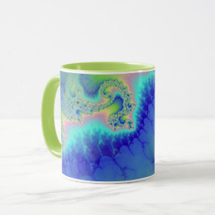 Mug Abstrait Bleu Vert Côtier Fractal