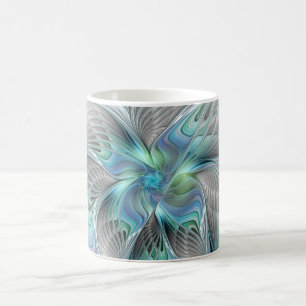 Mug Abstrait Bleu Vert Papillon Imaginaire Fractal Art