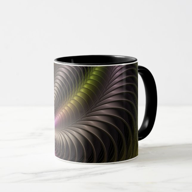 Mug Abstrait brillant Trippy coloré 3D Fractal Art (Devant droit)