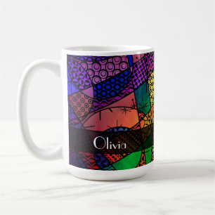 Mug Abstrait Coloré avec Textures, Motifs & Nom 2