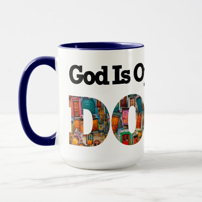 Mug Abstrait Dieu ouvre de nouvelles portes Motif Bleu (Gauche)