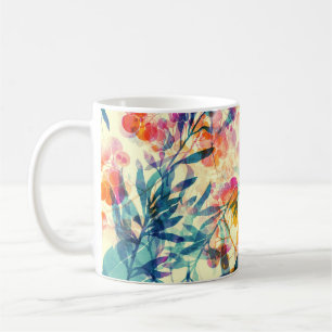 Mug Abstrait fleuri : herbes, fleurs motif.