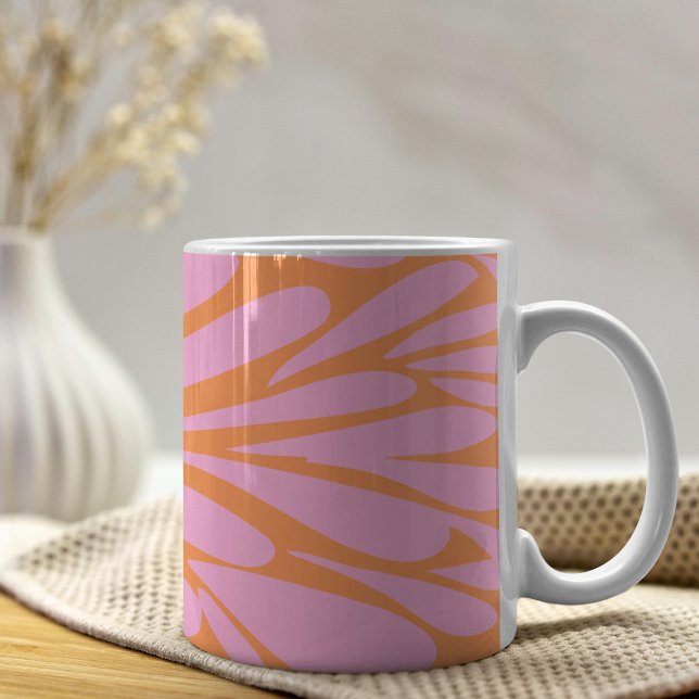 Mug Abstrait floral éclat motif pastel orange & rose (Créateur téléchargé)