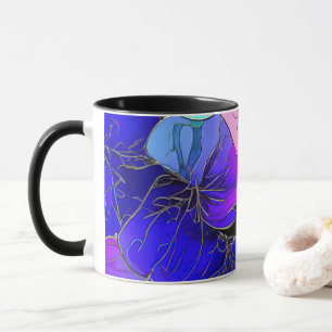 Mug Abstrait floral en verre tendu