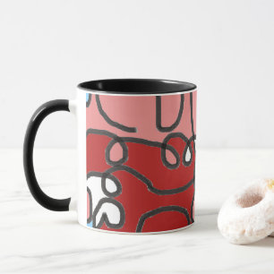 Mug Abstrait Floral rouge, rose et bleu