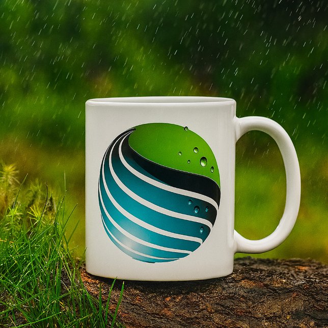 Mug Abstrait Green and Blue Globe Modern Earth (Créateur téléchargé)