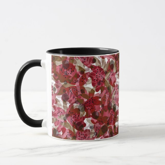Mug Abstrait joli joli fleurs rouges design floral (Gauche)