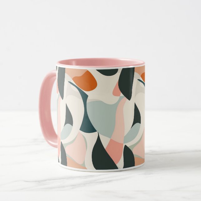 Mug Abstrait moderne du milieu du siècle - Rose, P (Devant gauche)