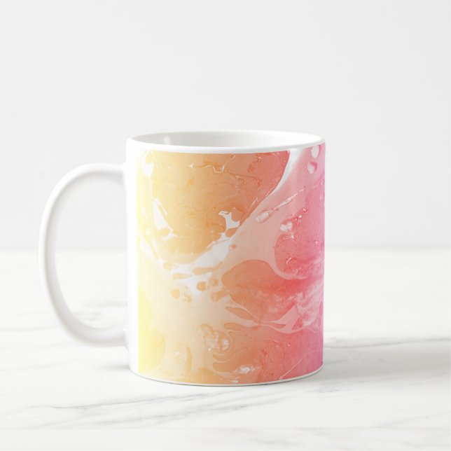 Mug Abstrait moderne rose rouge jaune orange violet (Gauche)