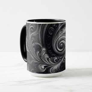 Mug Abstrait Moderne Simple Tourbillonnant Noir et Bla