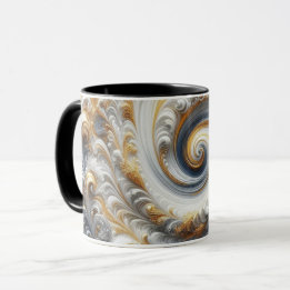 Mug Abstrait Moderne Swirling or, noir et blanc