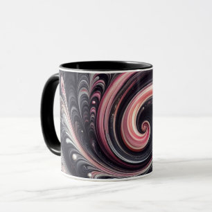 Mug Abstrait Moderne Tourbillonnant Rose, Noir et Blan