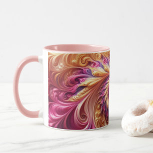 Mug Abstrait Moderne Tourbillonnant Rose, Or et Violet