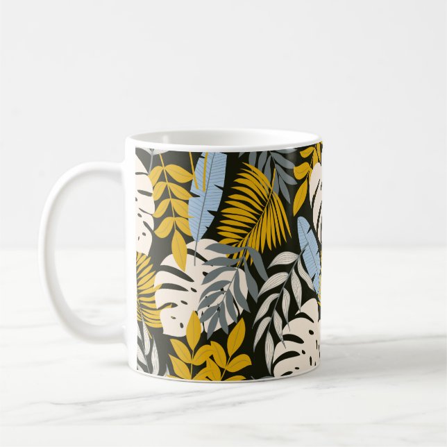 Mug Abstrait motif sans faille avec des feuilles tropi (Gauche)