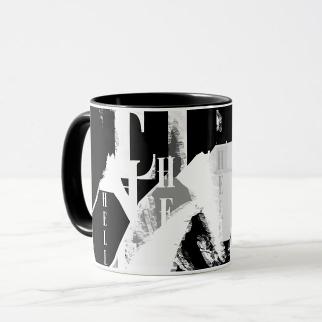 Mug Abstrait noir blanc gris (Devant gauche)
