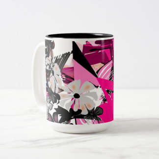 Mug Abstrait Noir et Rose