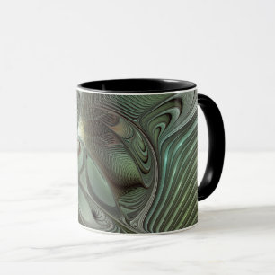 Mug Abstrait Olive Sage Green Grey Fractal Art Imagina