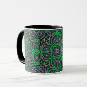 Mug Abstrait ornemental rayé vert foncé folklorique