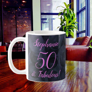 Mug Abstrait rose noir 50 et fabuleux anniversaire