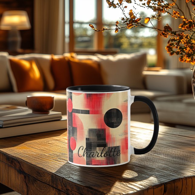 Mug Abstrait Rouge & Noir - Artistique Personnalis (Créateur téléchargé)