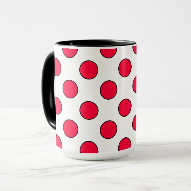 Mug Abstrait simple style rouge blanc pois circl (Devant gauche)