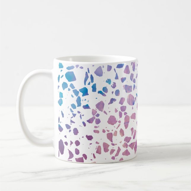 Mug Abstrait Terrazzo Mosaic rose et Motif bleu (Gauche)