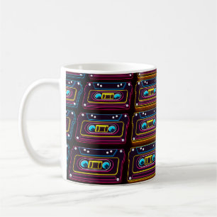 Mug Abstraite bande Cassette musique rétro néon de bac