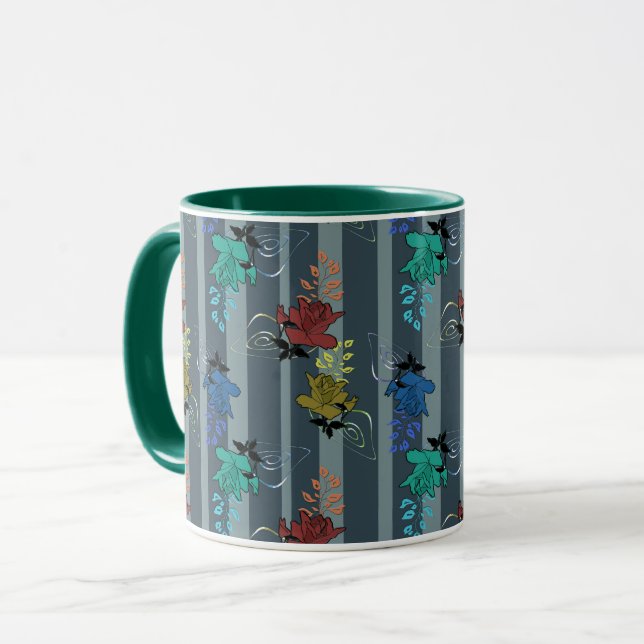 Mug Abstraite ligne décorative rétro rayée (Devant gauche)