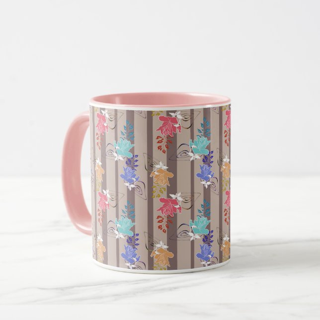 Mug Abstraite ligne décorative rétro rayée (Devant gauche)