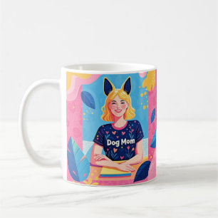 Mug Abstraite mère de chien en bleu rose
