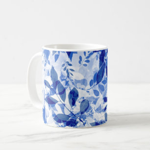 Mug Abstraits Feuilles bleu et blanc
