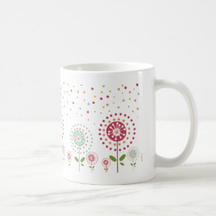 Mug abstraits points de fleurs de pandelion colorés