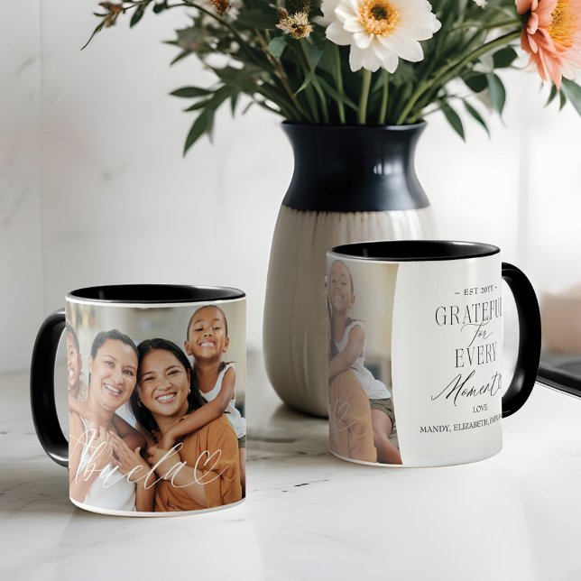 Mug Abuela Script Heart Grateful Chaque Moment Photo (Abuela Script Heart Grateful Every Moment Photo Mug)