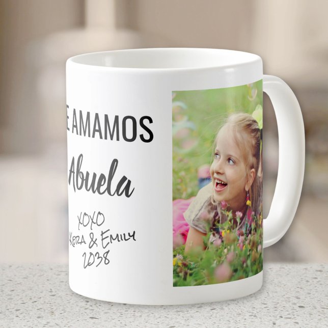 Mug Abuela Te Amamos Photo Personnalisée (Créateur téléchargé)