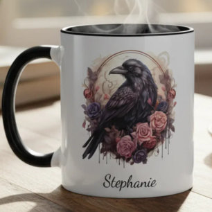 Mug Academia Sombre Corbeau Floral Gothique