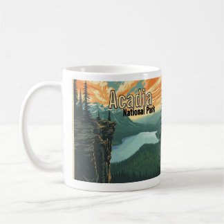 Mug Acadia National Park Illustration Retro