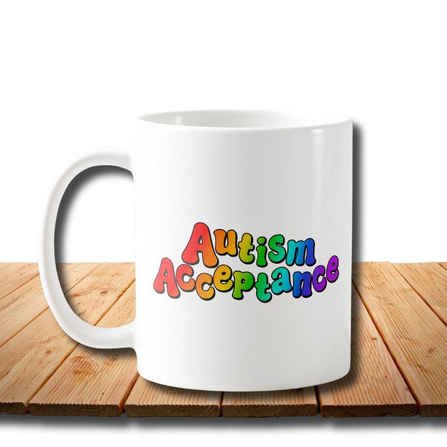 Mug Acceptation de l'autisme Typographie arc-en-ciel (Créateur téléchargé)